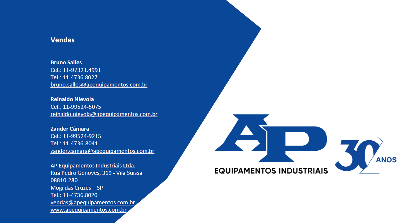 Slide final de contato da apresentação AP