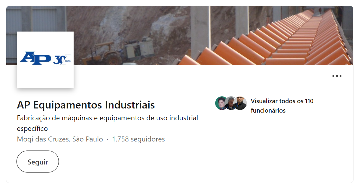Perfil profissional da AP Equipamentos