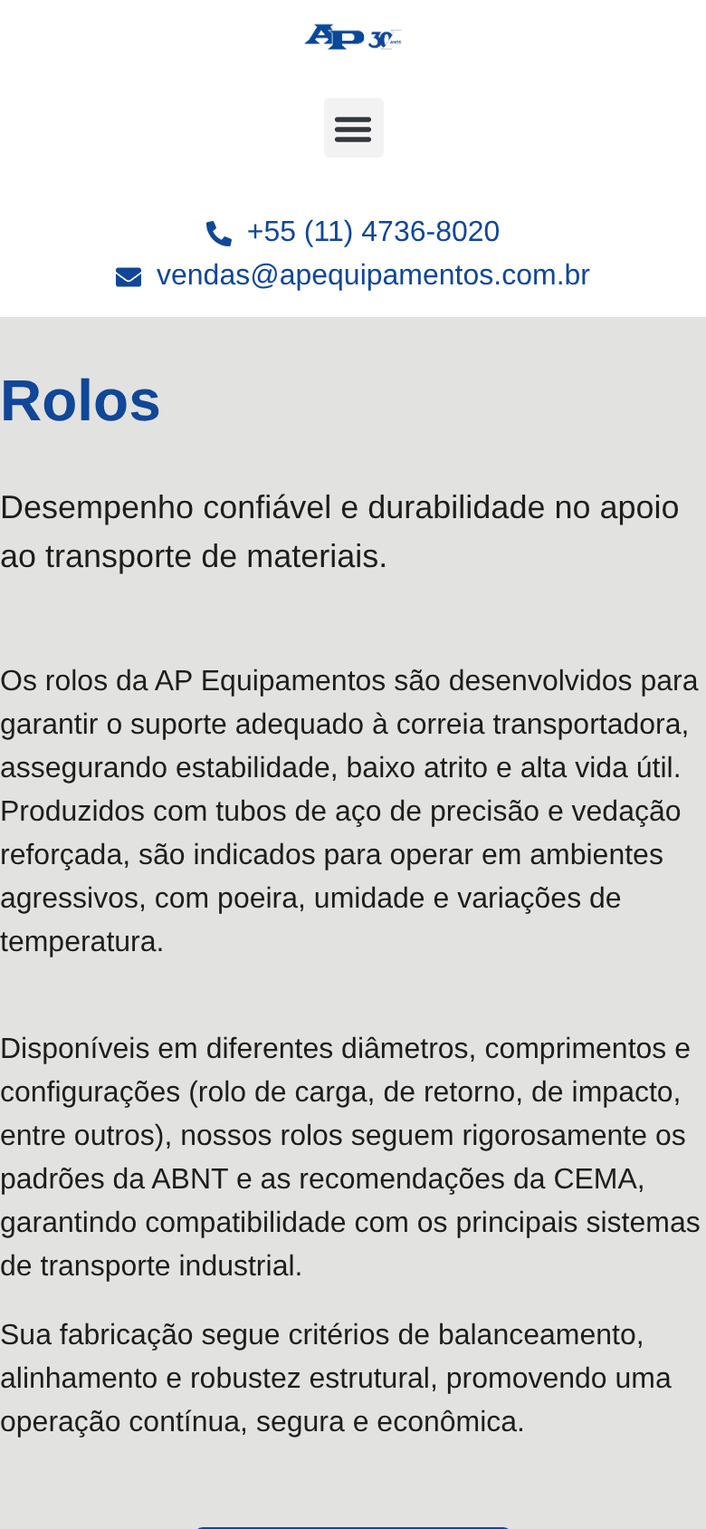 Página mobile de rolos da AP